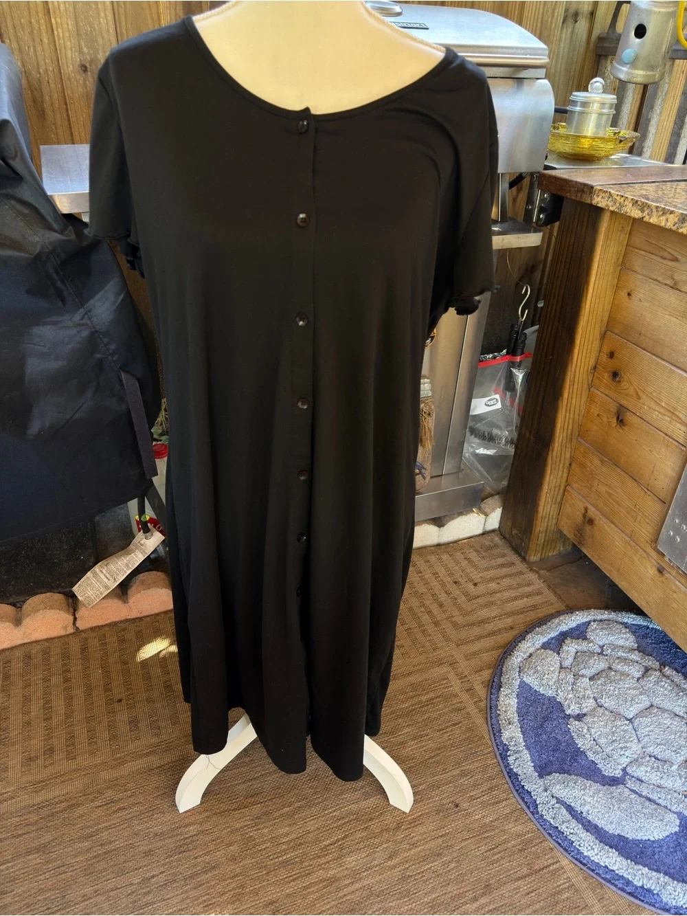 Ekouaer‎ Black Nightgown XL